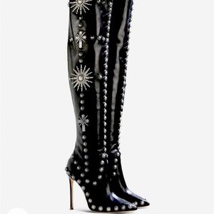 Fausto puglisi black knee high  boots exclusive